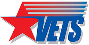 VETS logo with red star in front that fades to blue VETS font